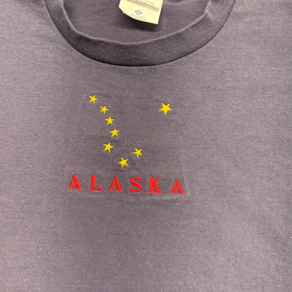 Jerzees T-Shirt Mens XL Navy Blue Good Alaska Embroidered Heavyweight - Picture 2 of 15